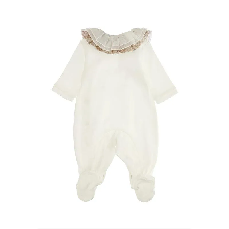 Girls Cream Leopard Print Babygrow