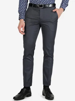 Grey Solid Slim Fit Formal Trouser | Metal