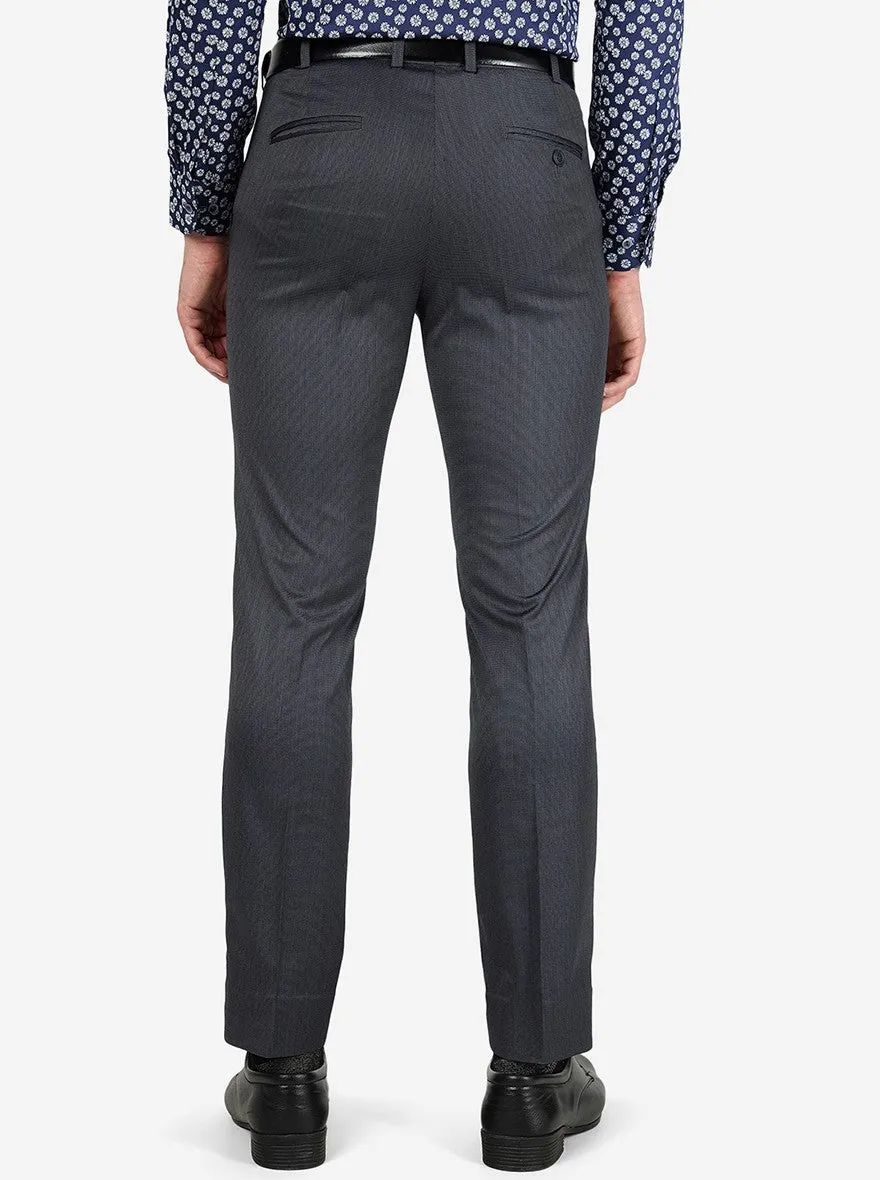 Grey Solid Slim Fit Formal Trouser | Metal
