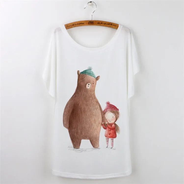 Harajuku Cat t-shirt Women Tee Shirt Femme Summer Casual Animal Cartoon print short sleeve Loose Ladies tops t shirt White