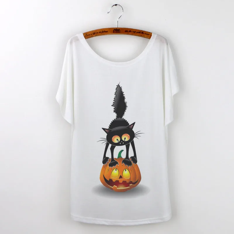 Harajuku Cat t-shirt Women Tee Shirt Femme Summer Casual Animal Cartoon print short sleeve Loose Ladies tops t shirt White