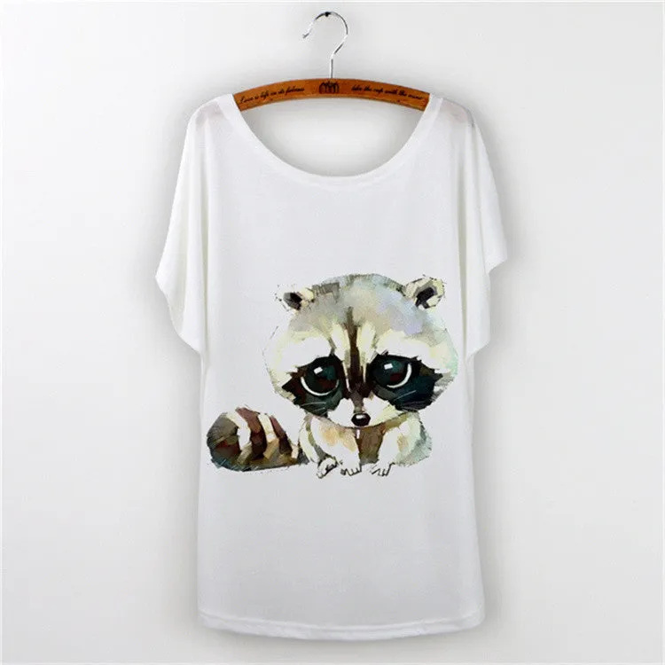 Harajuku Cat t-shirt Women Tee Shirt Femme Summer Casual Animal Cartoon print short sleeve Loose Ladies tops t shirt White