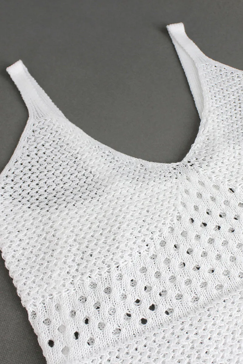HBZ1113 Sleeveless Crochet Knit Midi Dress