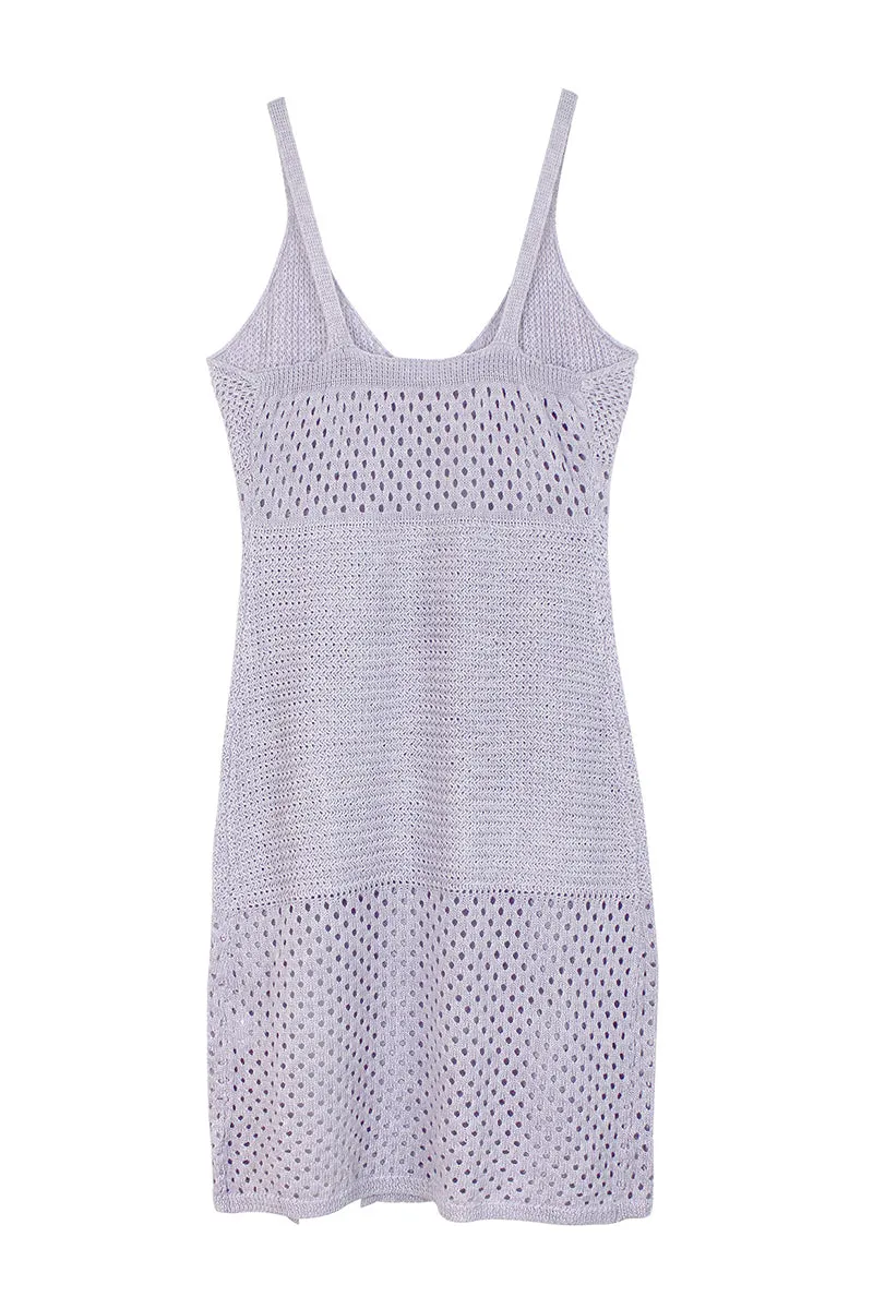 HBZ1113 Sleeveless Crochet Knit Midi Dress