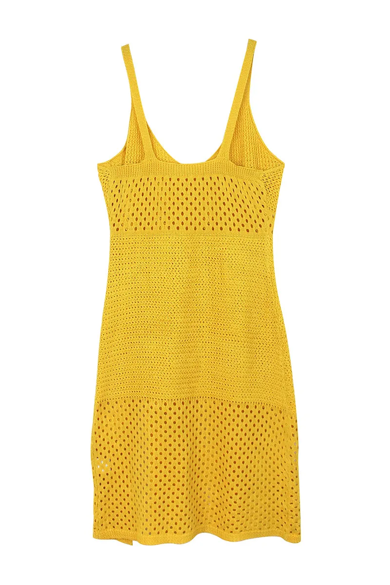 HBZ1113 Sleeveless Crochet Knit Midi Dress