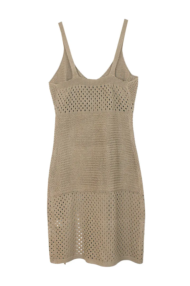 HBZ1113 Sleeveless Crochet Knit Midi Dress