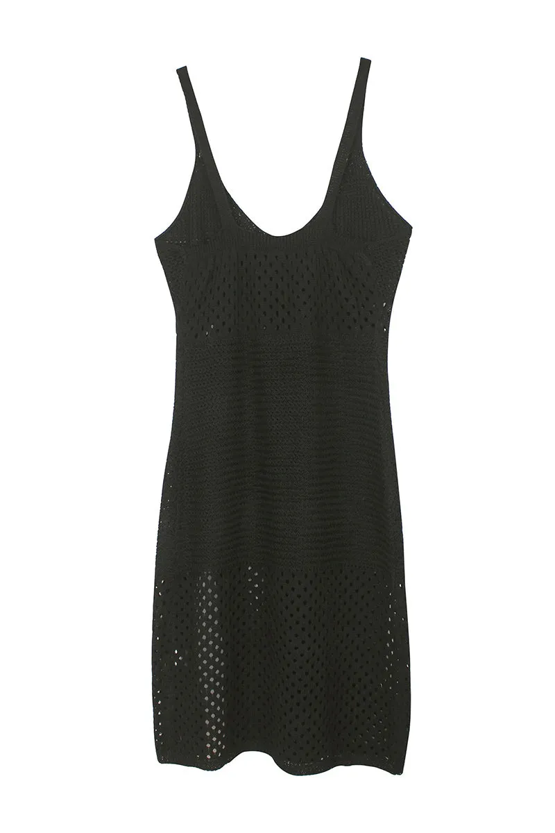 HBZ1113 Sleeveless Crochet Knit Midi Dress