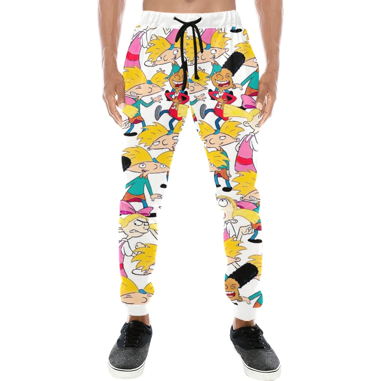 Hey Arnold! White Pattern Casual Baggy Slacks