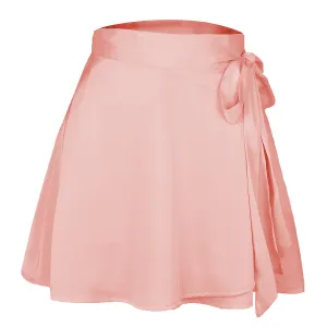High Waist Satin Wrap Skirt | Side Tie | Free Flowing | Polyester