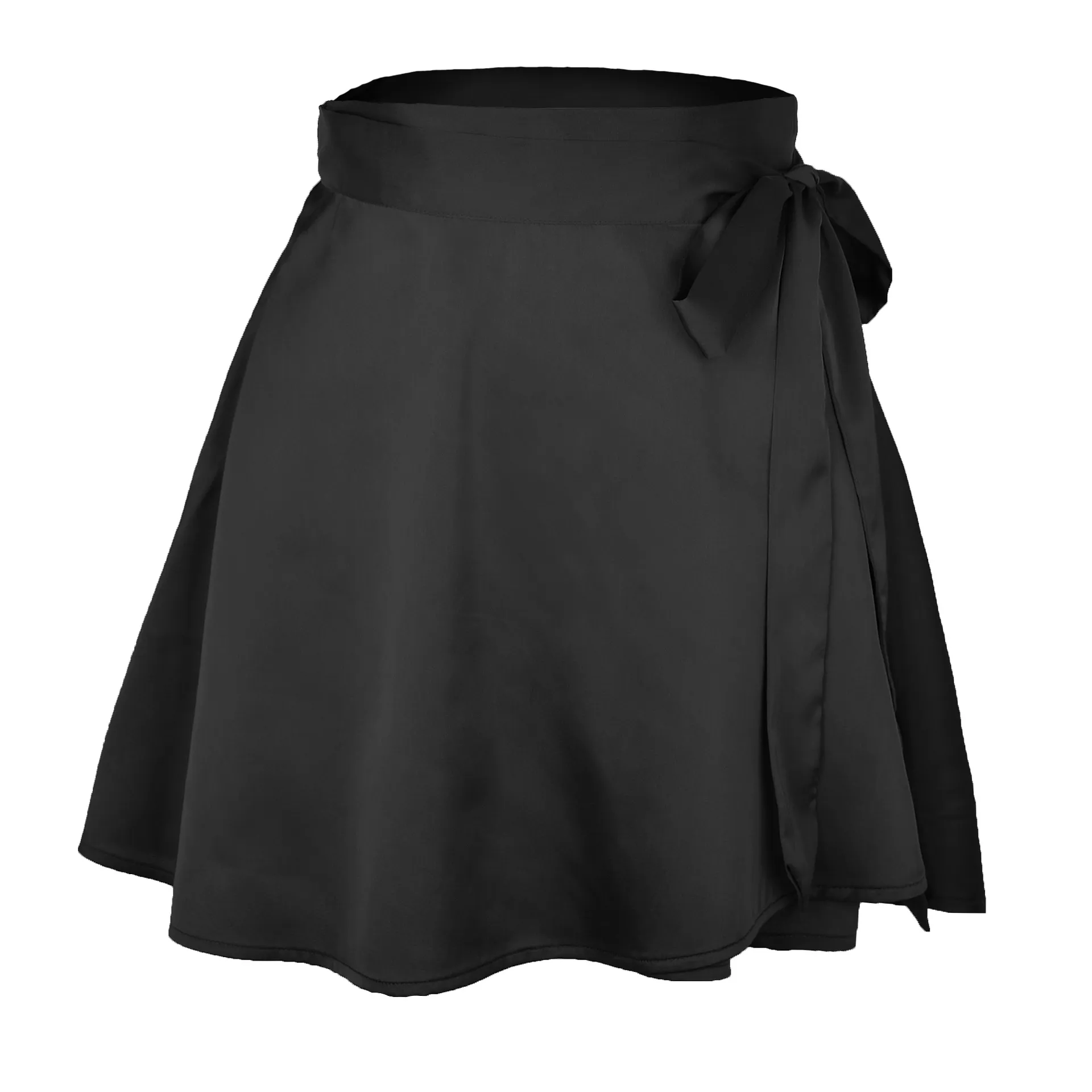 High Waist Satin Wrap Skirt | Side Tie | Free Flowing | Polyester