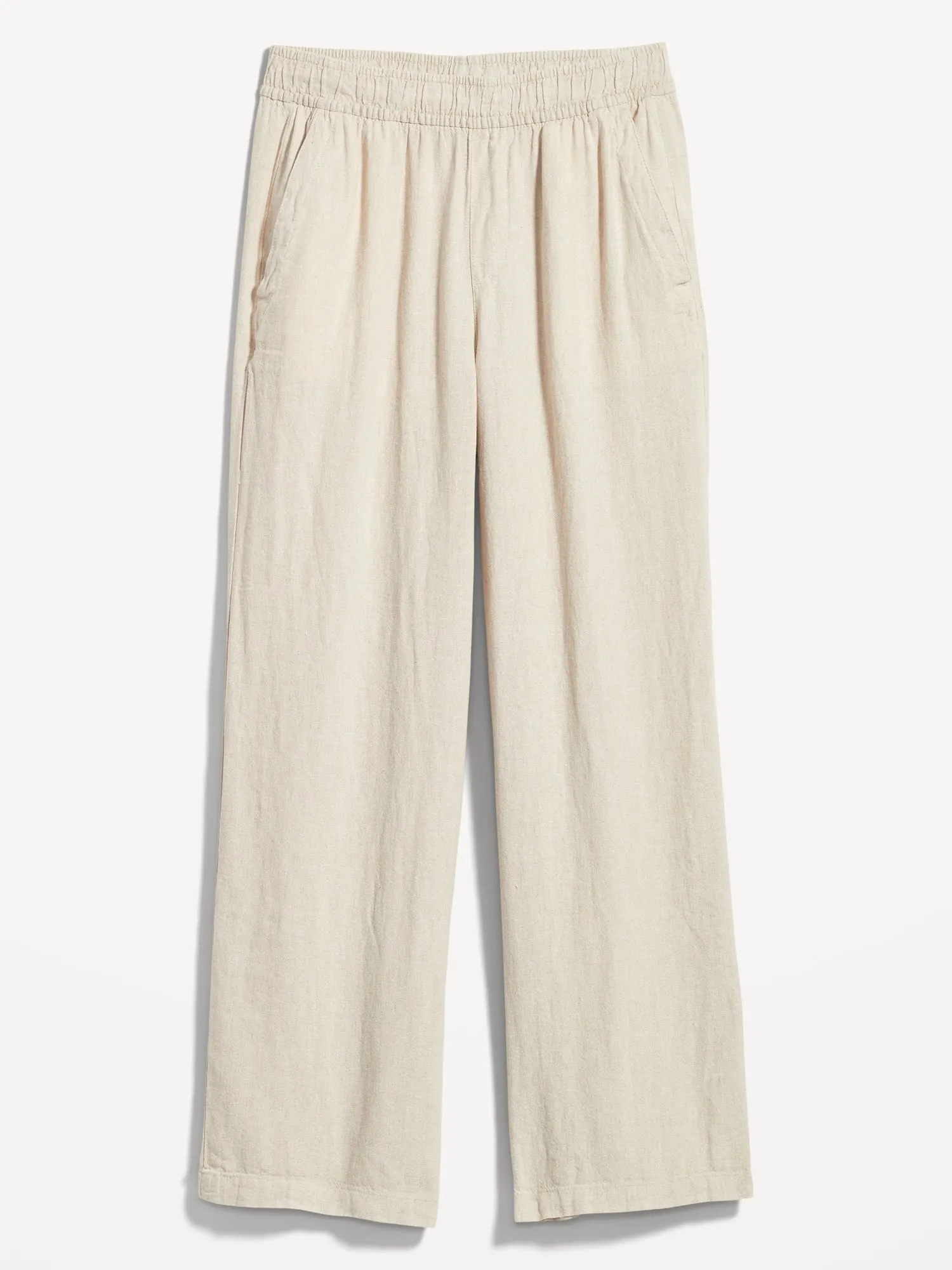 High-Waisted Linen-Blend Wide-Leg Ankle Pants for Women