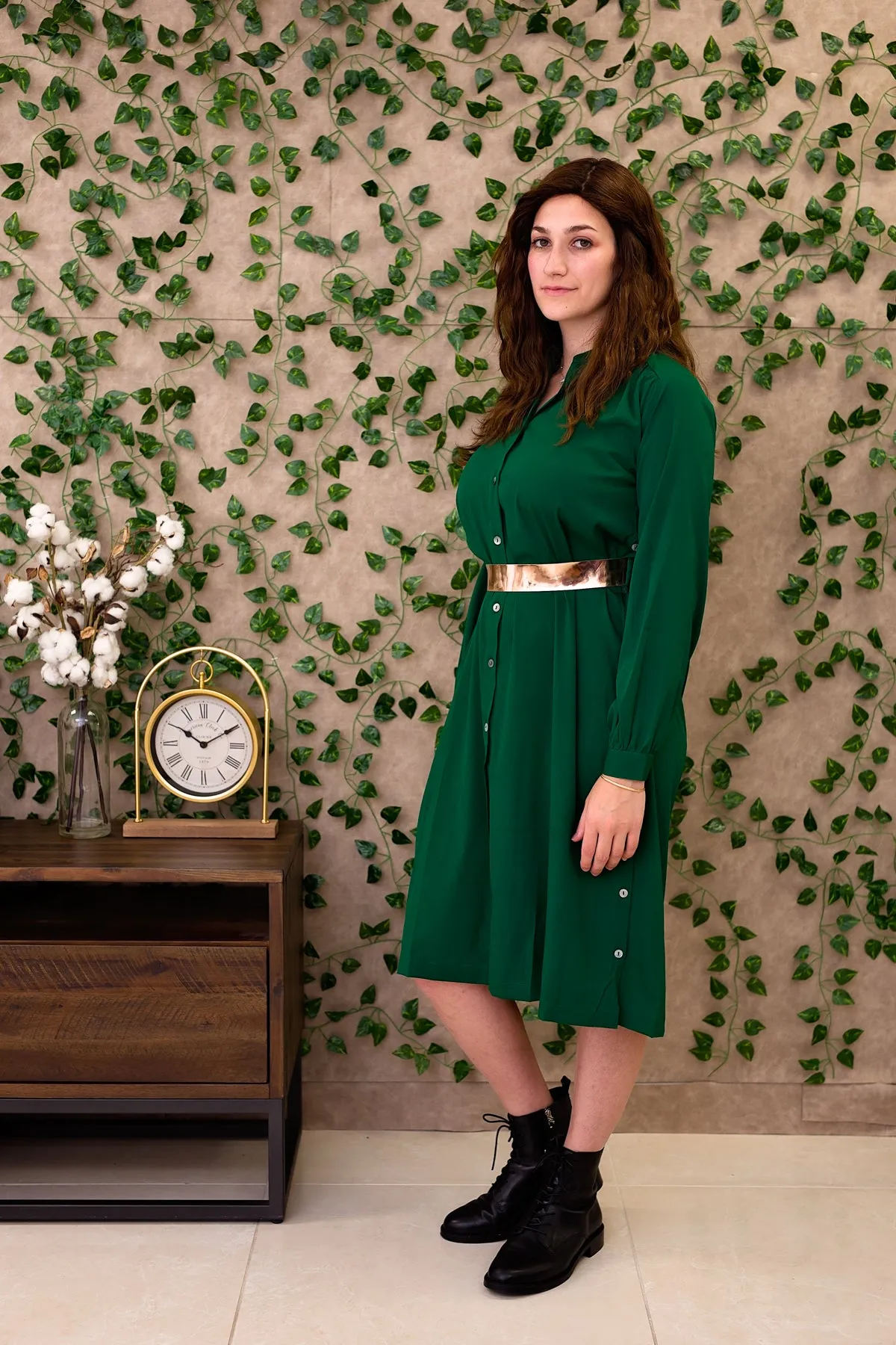 Hiro Dress (Midi) - Hunter Green Crepe