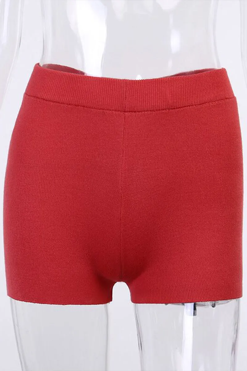 HPZ1242 Ribbed Knit Body-Hugging Lounge Shorts Pant