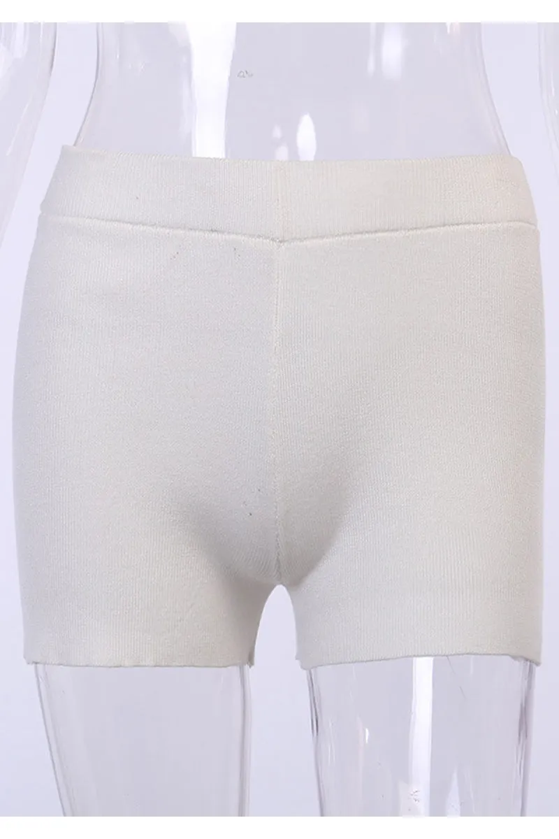 HPZ1242 Ribbed Knit Body-Hugging Lounge Shorts Pant