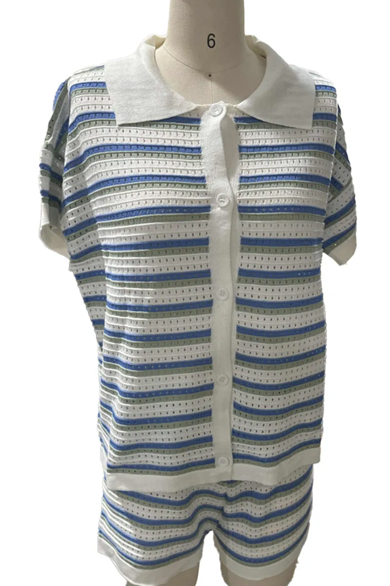 HUZ1306 Striped Knit Lounge Set