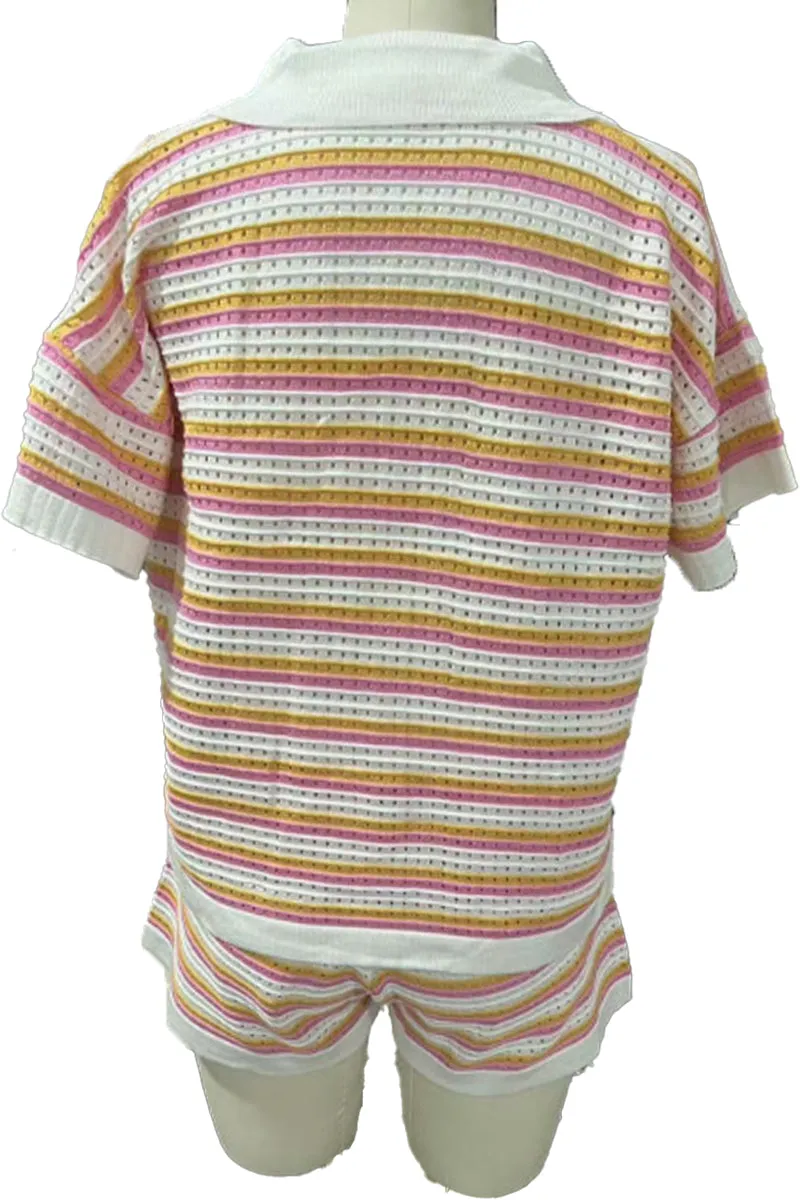 HUZ1306 Striped Knit Lounge Set