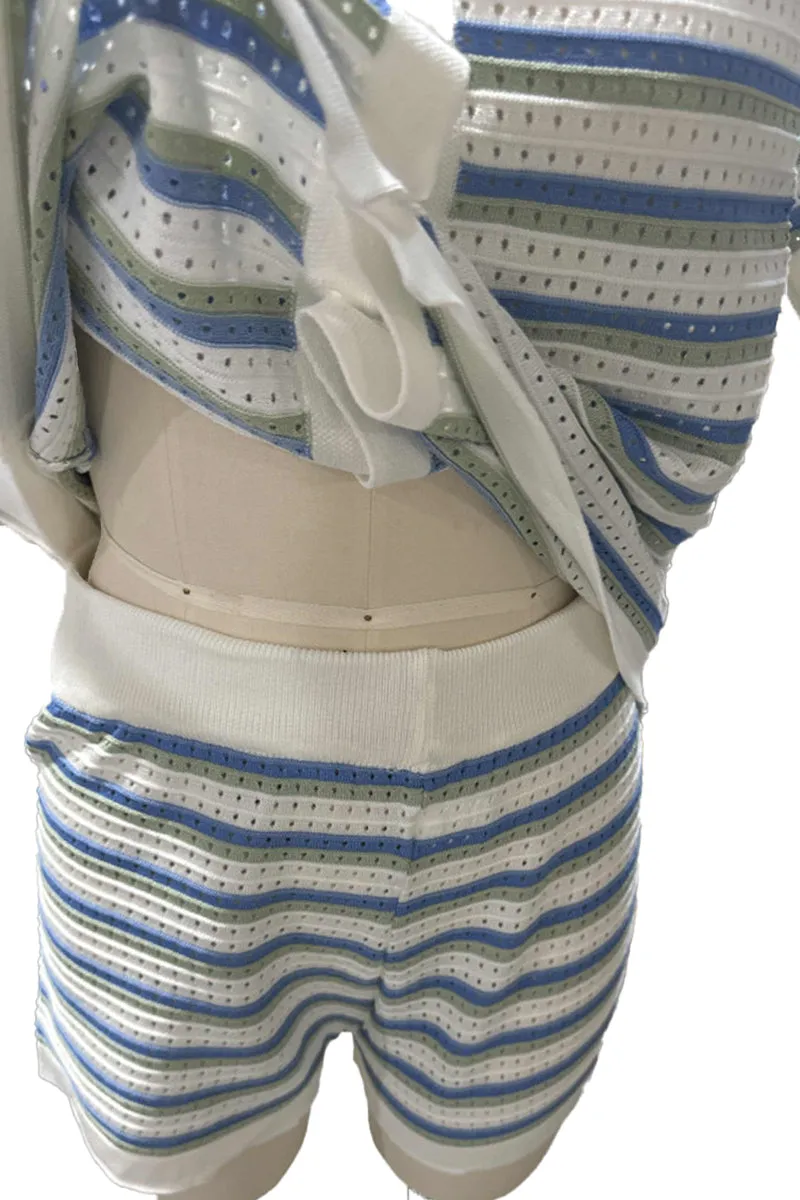 HUZ1306 Striped Knit Lounge Set
