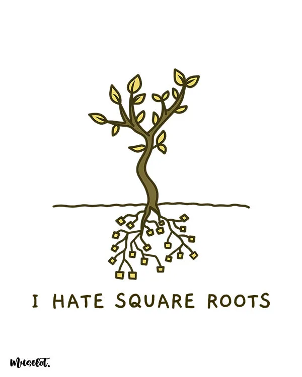 I hate square roots printed t shirts