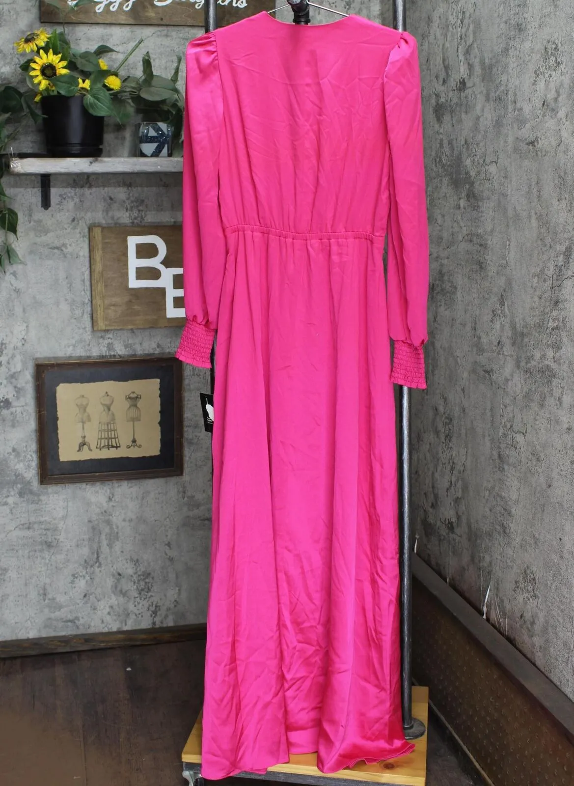 Inc International Concepts Surplice-Neck Smocked-Cuff Maxi Dress Electric Pink 2