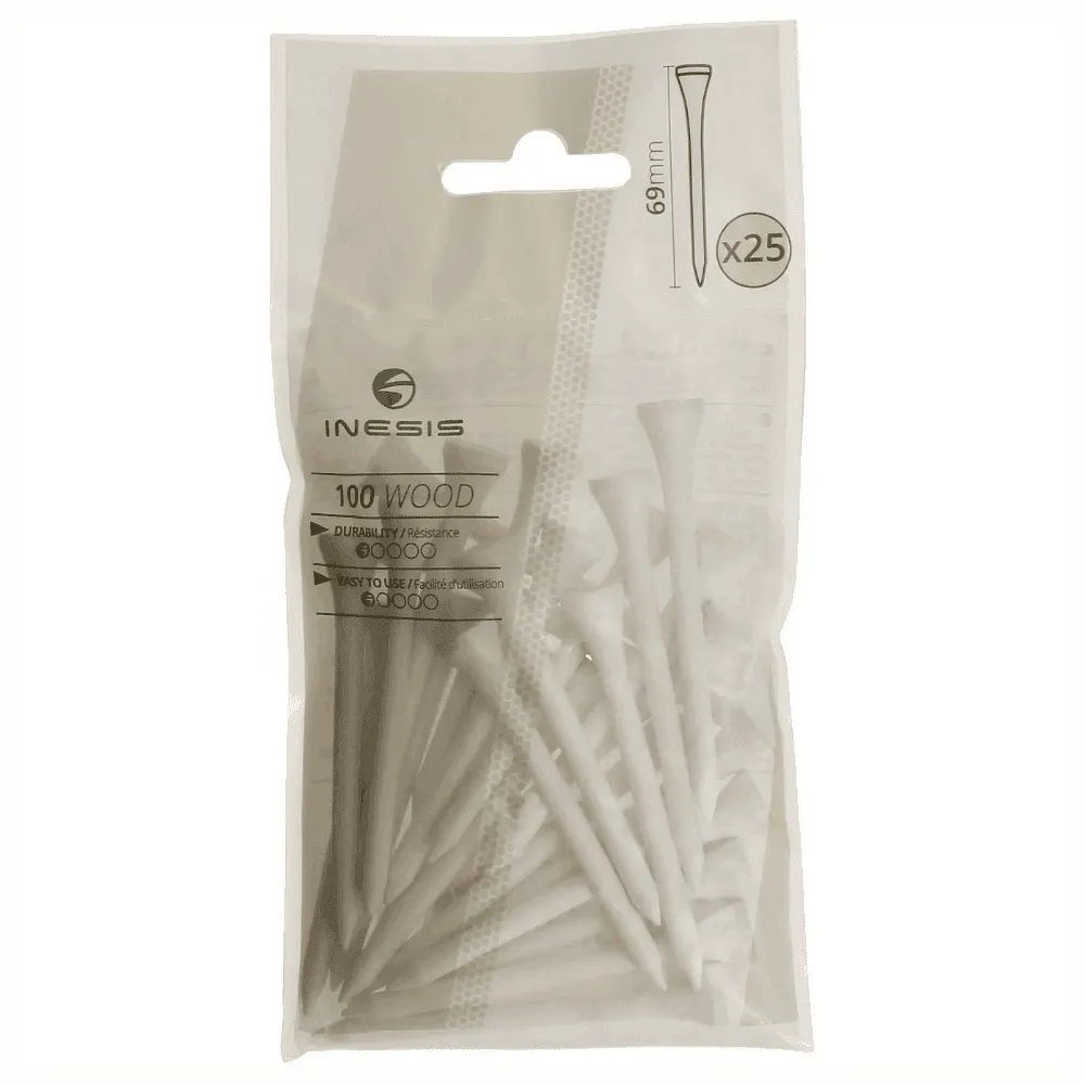 Inesis 100 Wood Golf Tees- White