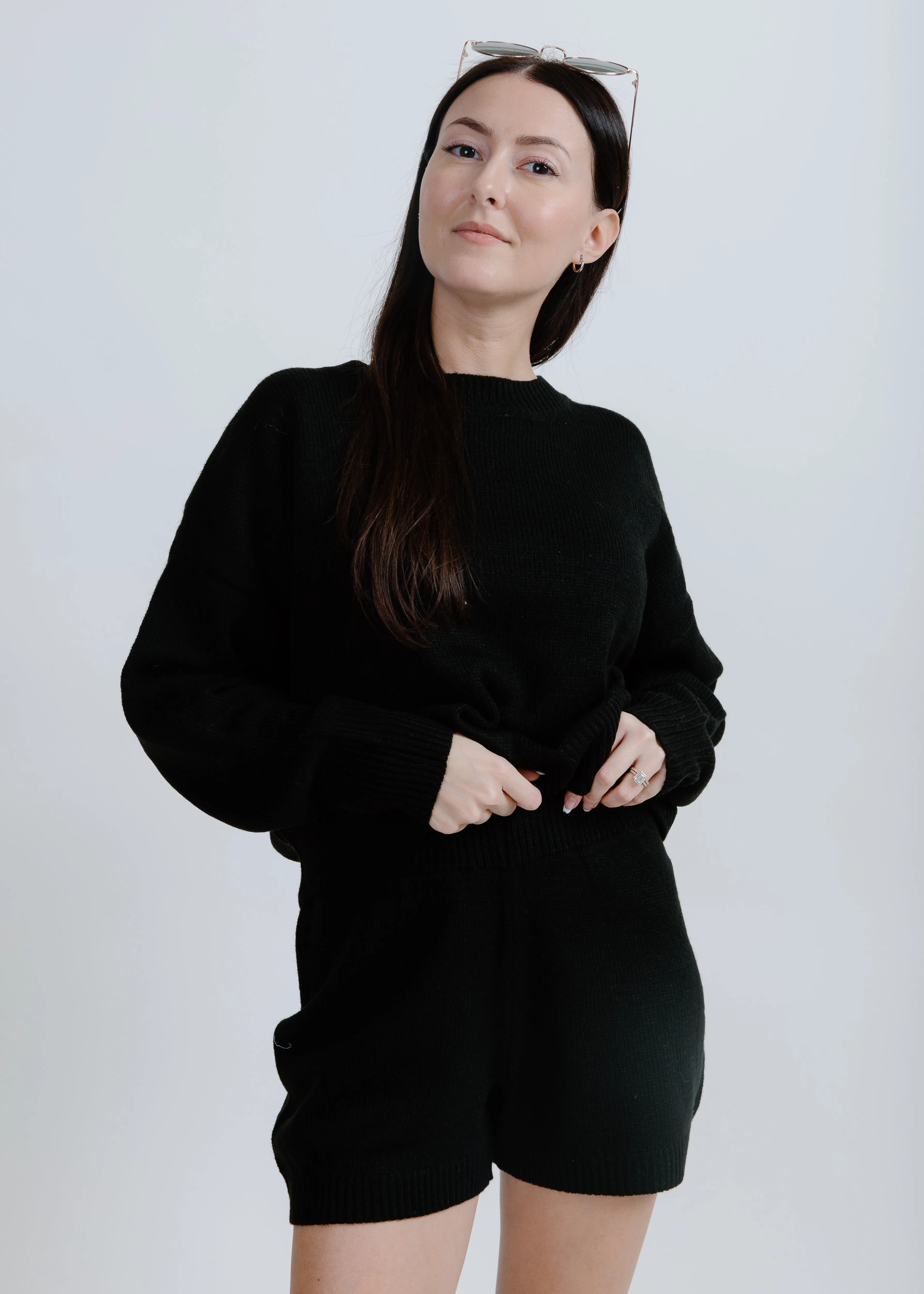 Iris Sweater and Shorts Set - Black