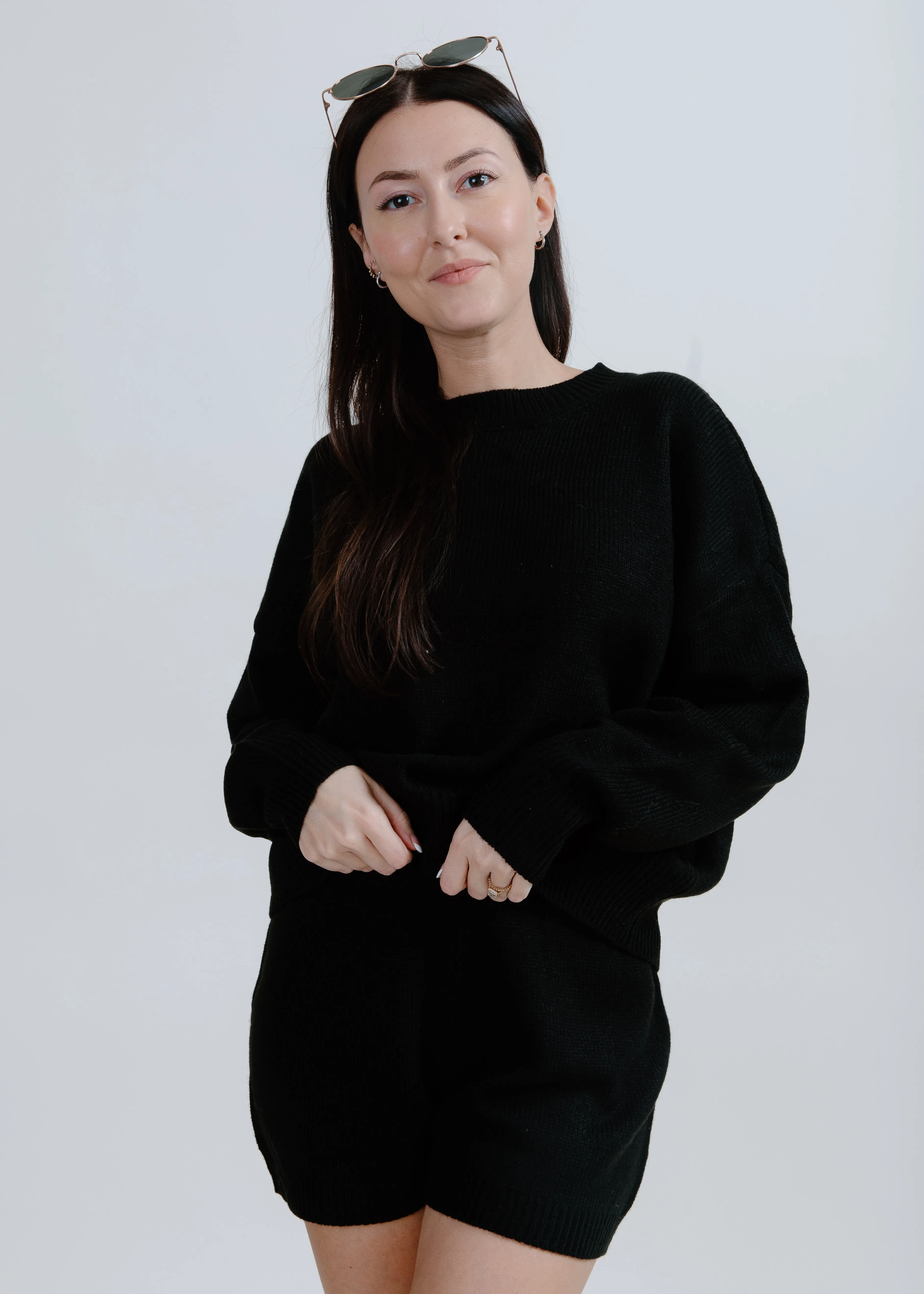 Iris Sweater and Shorts Set - Black
