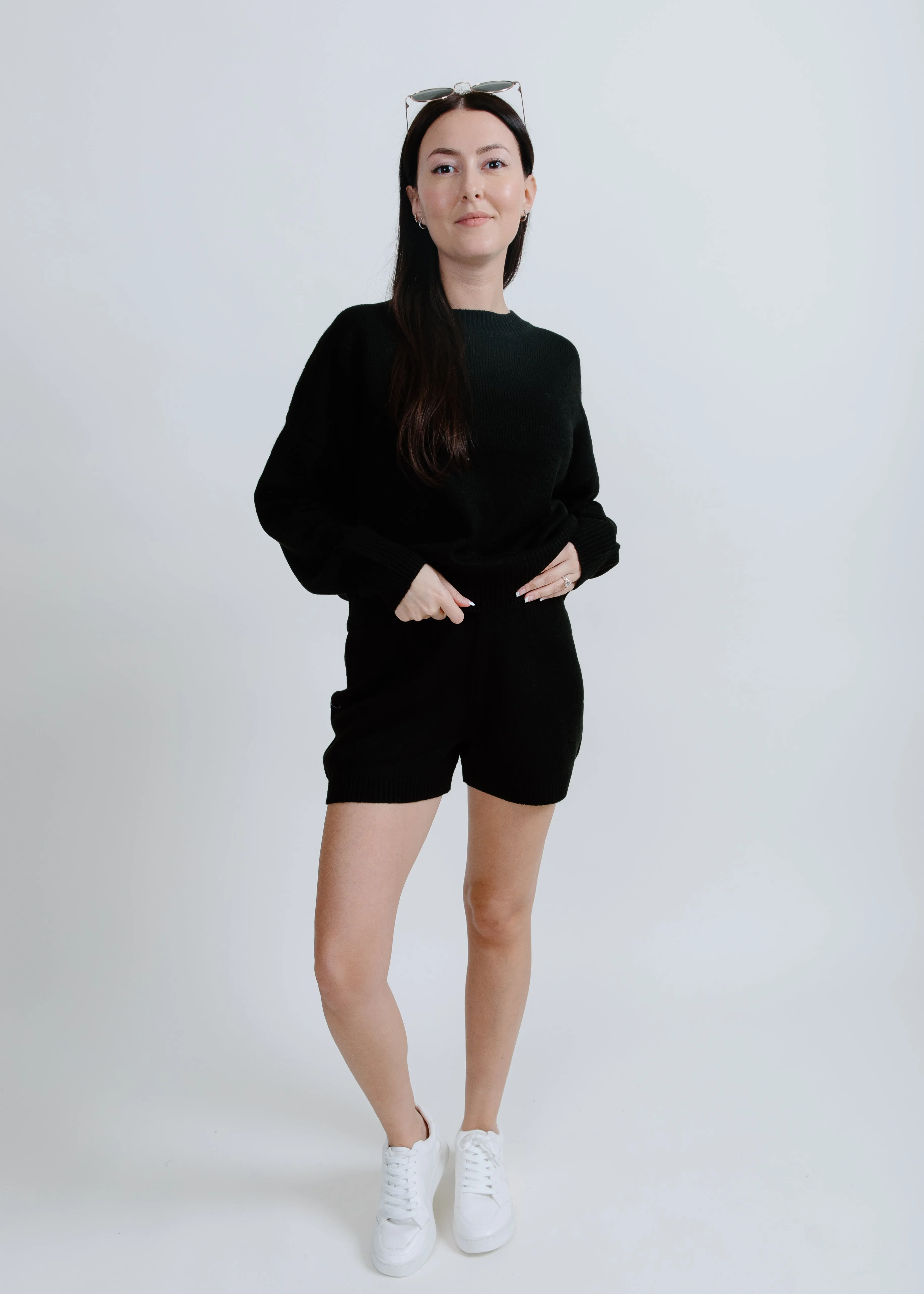 Iris Sweater and Shorts Set - Black
