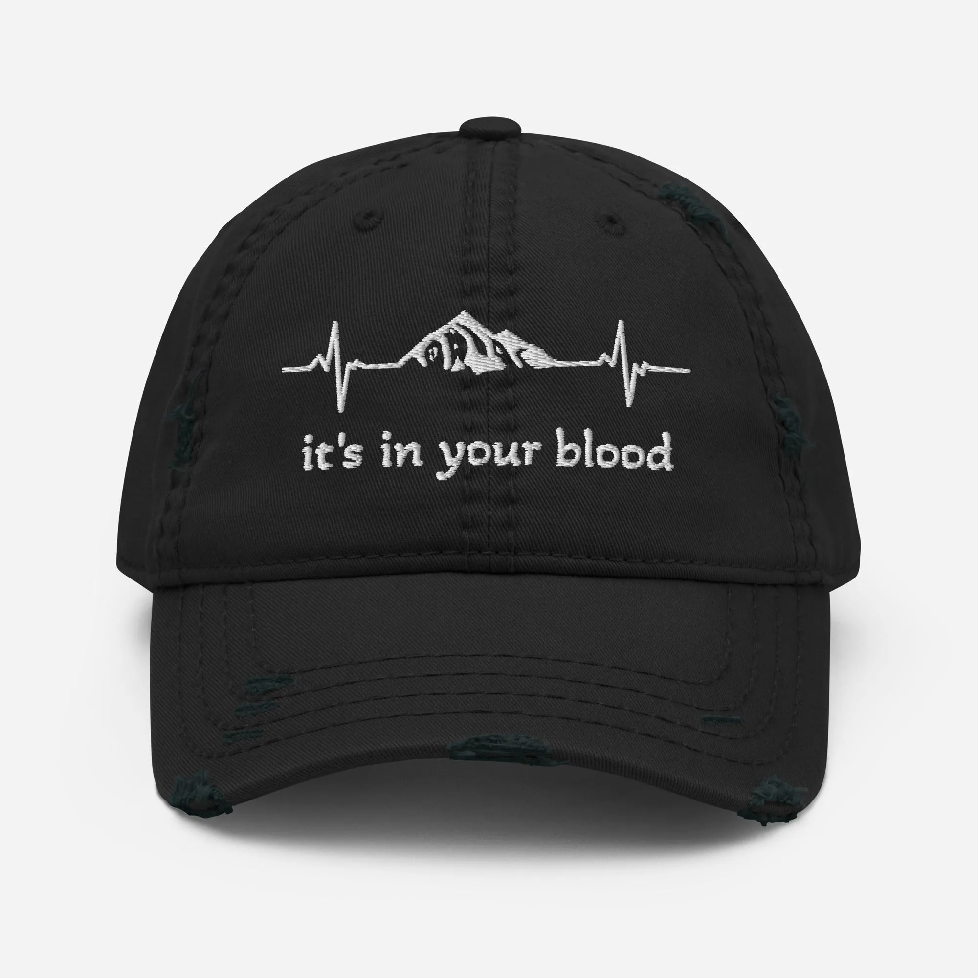 It's In Your Blood Black Distressed Hat