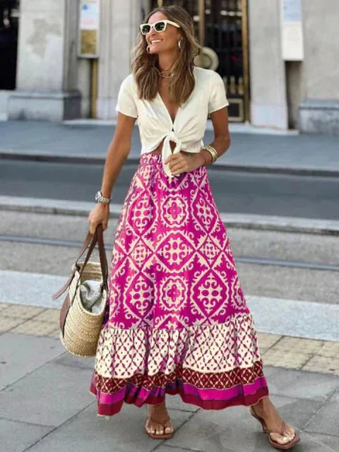 IZZY | Long Summer Skirt in Retro Boho Style
