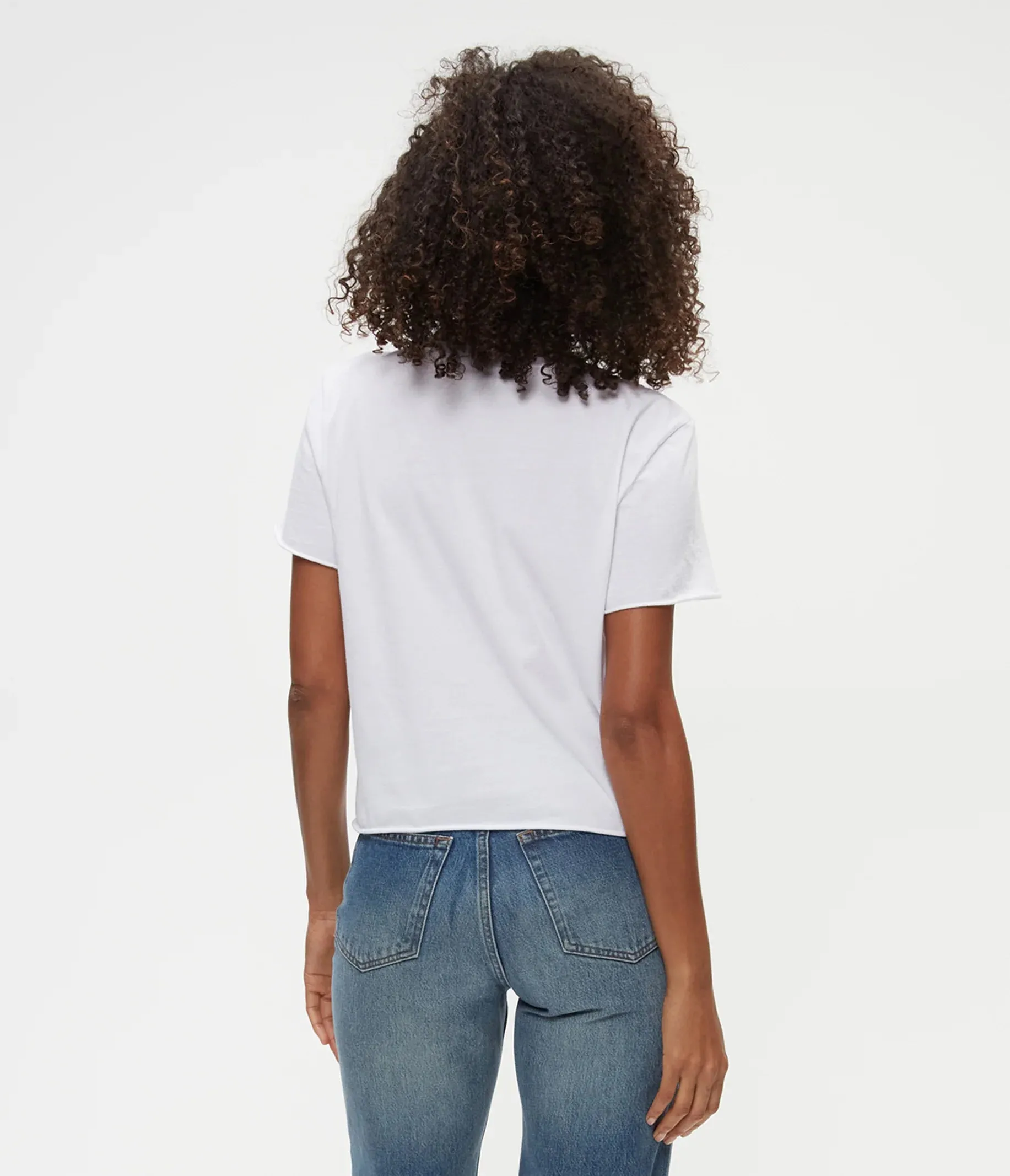 Jackie Raw Edge Crew | White