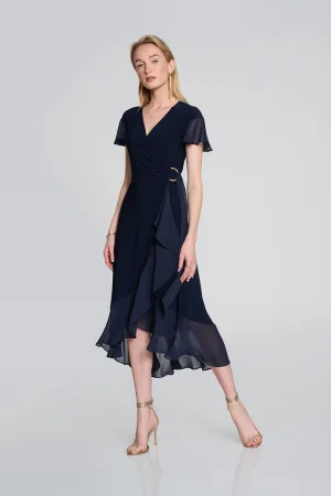 Joseph Ribkoff Silky Knit and Chiffon Flowy Wrap Dress Jr242730