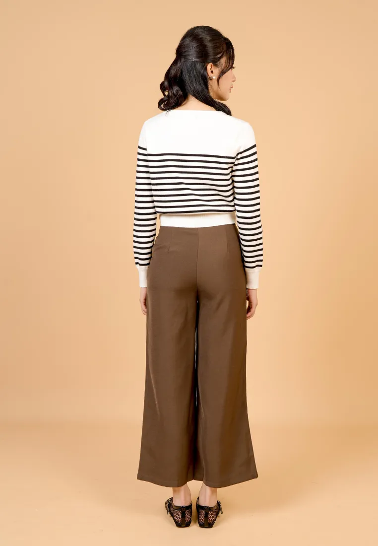 Jovian Wide Legged Long Pant (Brown)