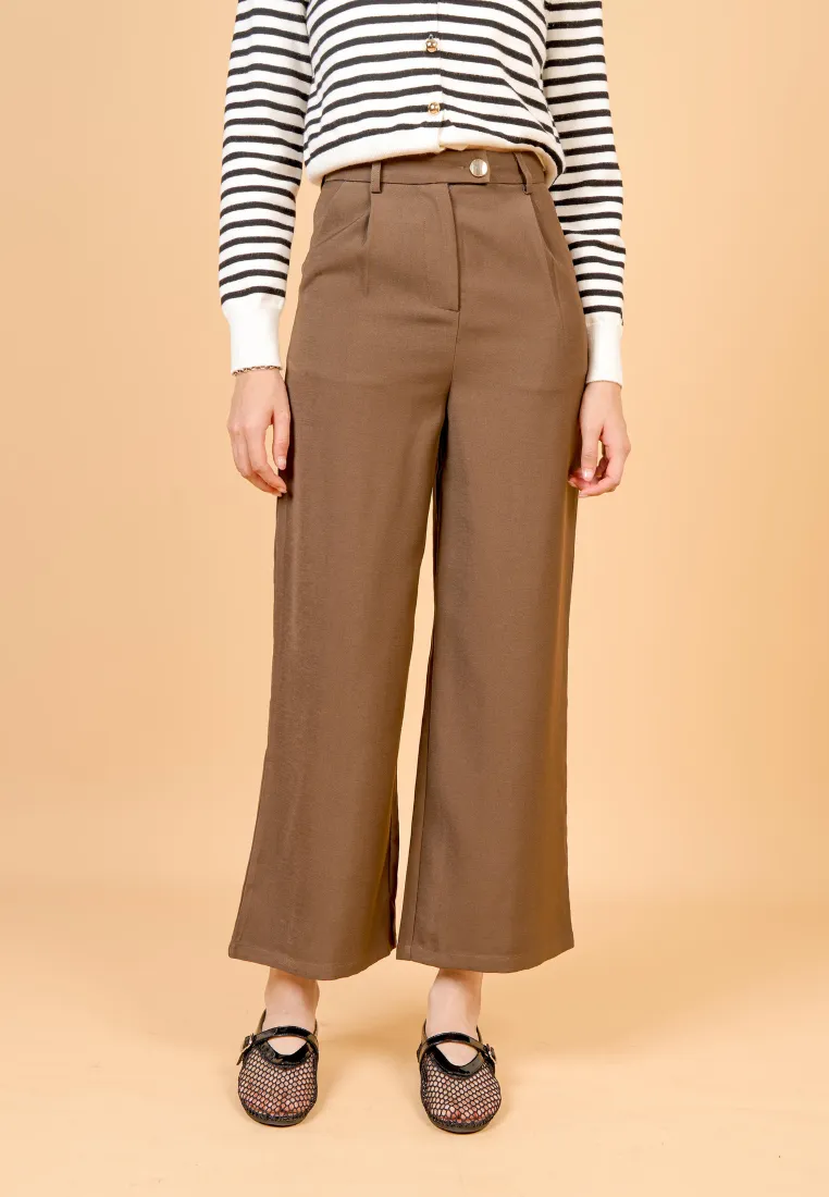 Jovian Wide Legged Long Pant (Brown)