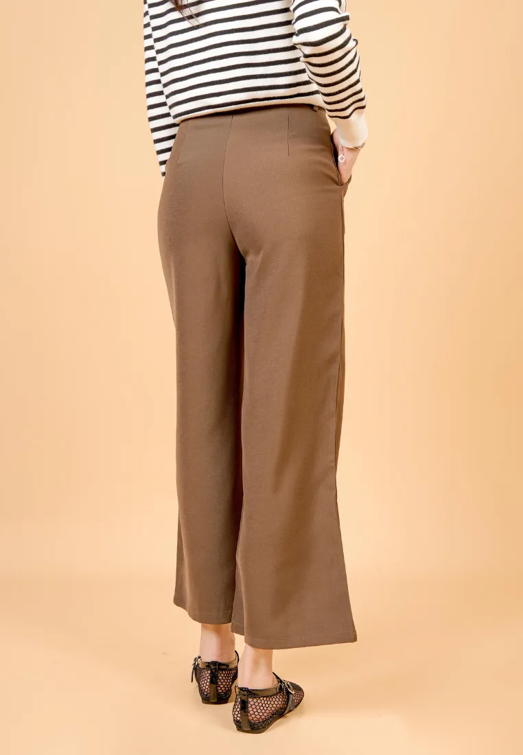 Jovian Wide Legged Long Pant (Brown)