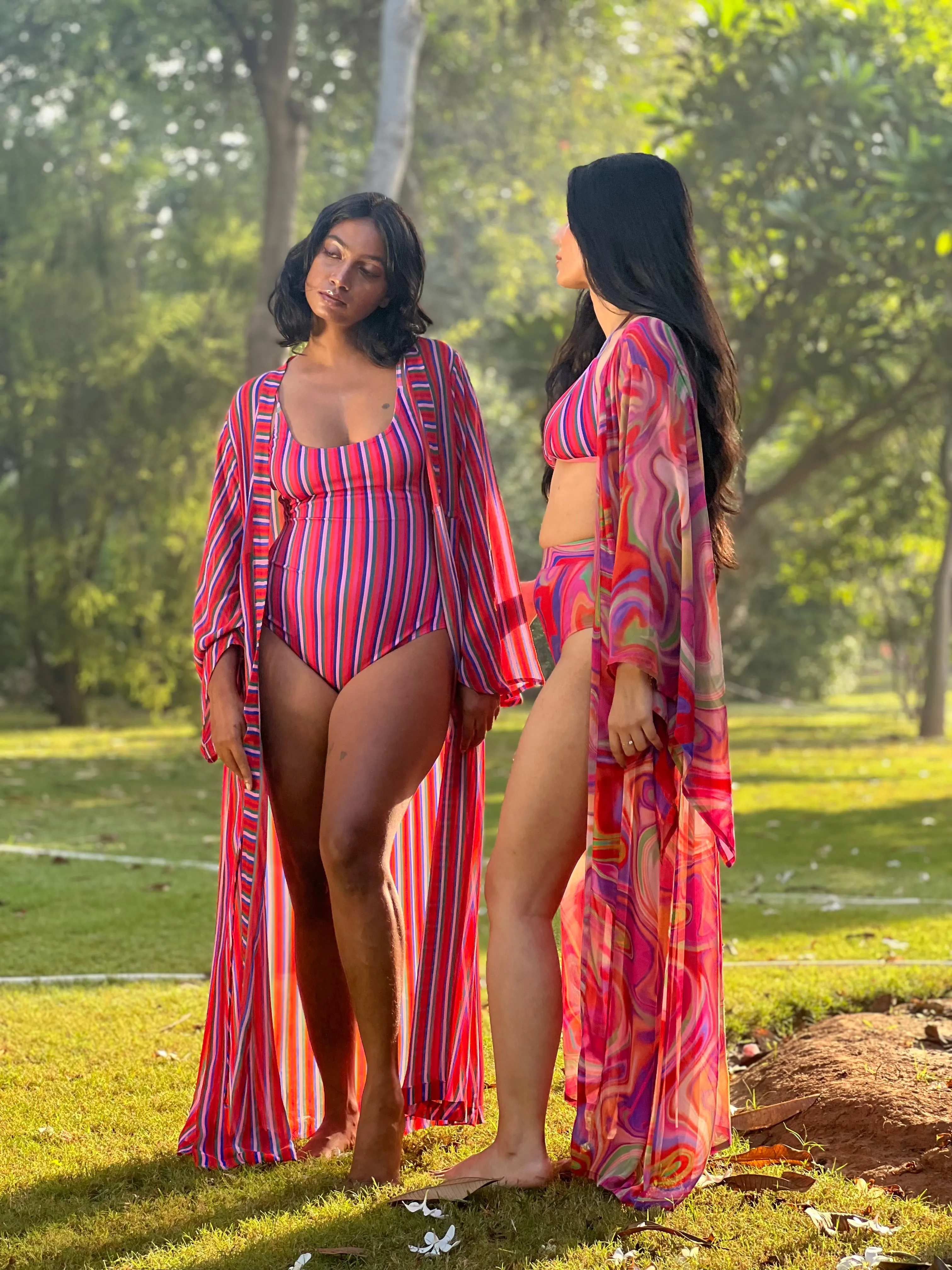 Kaftaan with Drawstring Waist - Candy Stripes