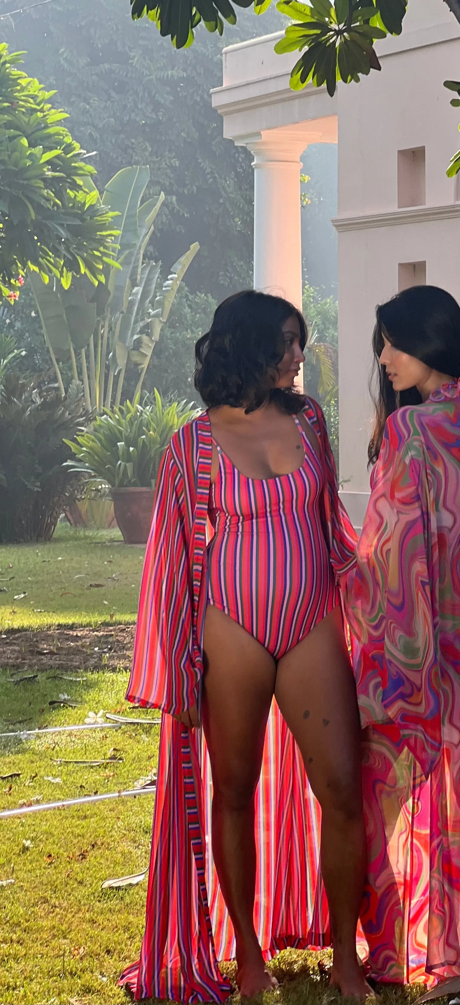 Kaftaan with Drawstring Waist - Candy Stripes