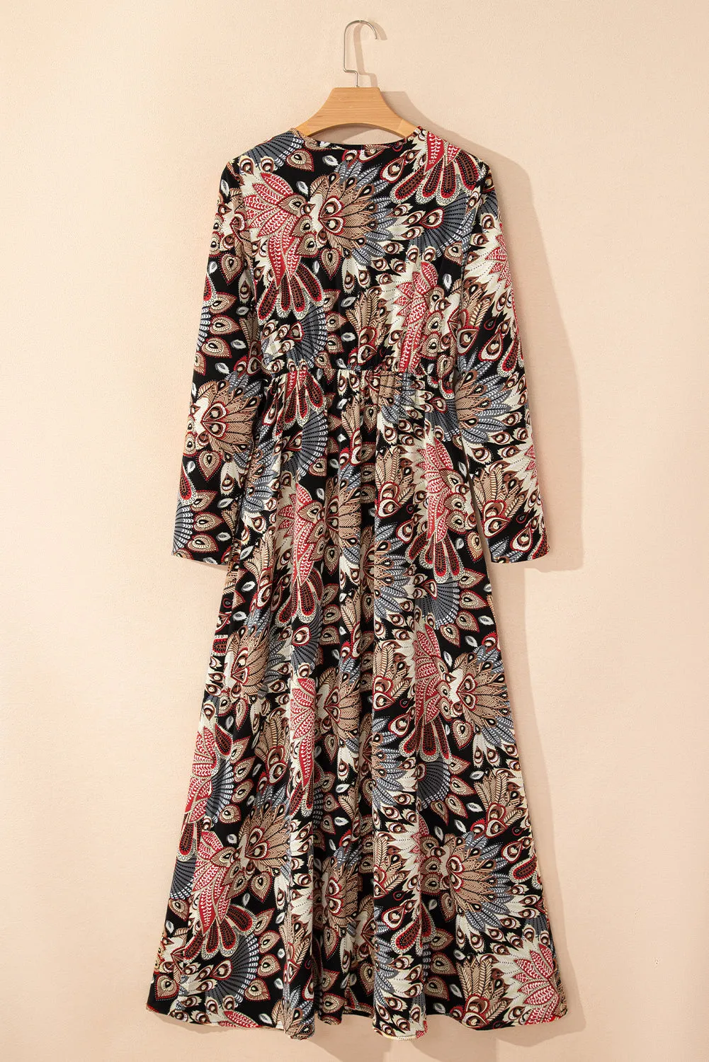 KaleaBoutique Floral Print V Neck Wrap High Waist Maxi Dress
