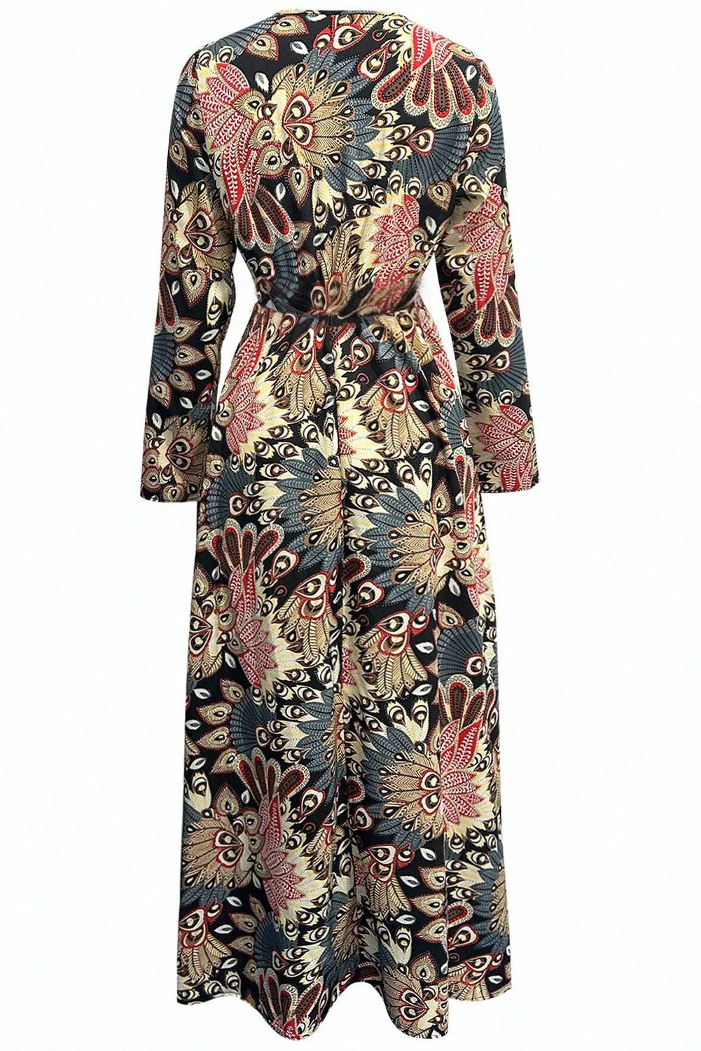 KaleaBoutique Floral Print V Neck Wrap High Waist Maxi Dress