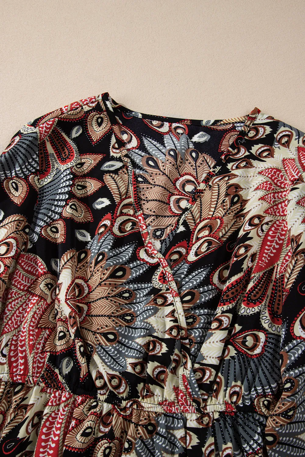 KaleaBoutique Floral Print V Neck Wrap High Waist Maxi Dress