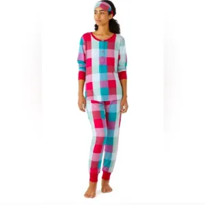 Kate Spade Pajama Set Henley Jogger w/ Mask Long Sleeve Lounge Set Size L New