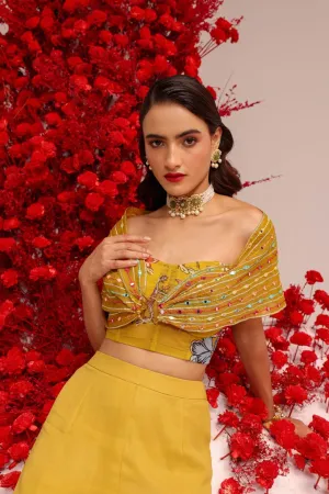 Khwaish yellow wrap gharara