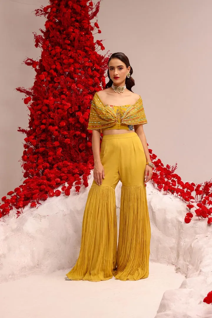 Khwaish yellow wrap gharara