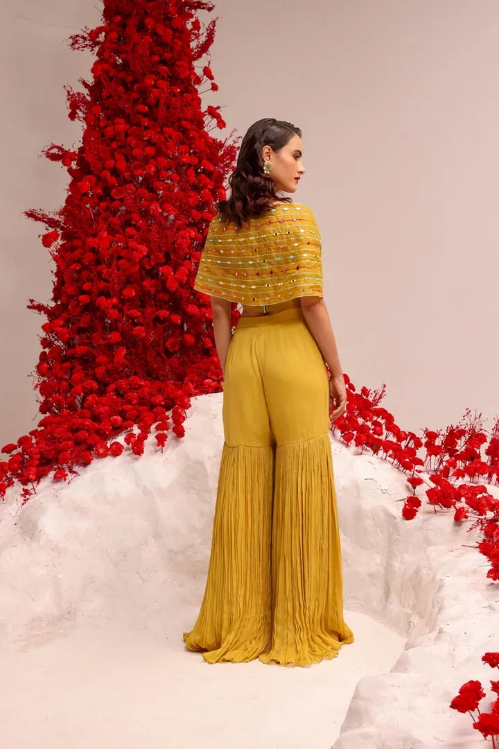 Khwaish yellow wrap gharara
