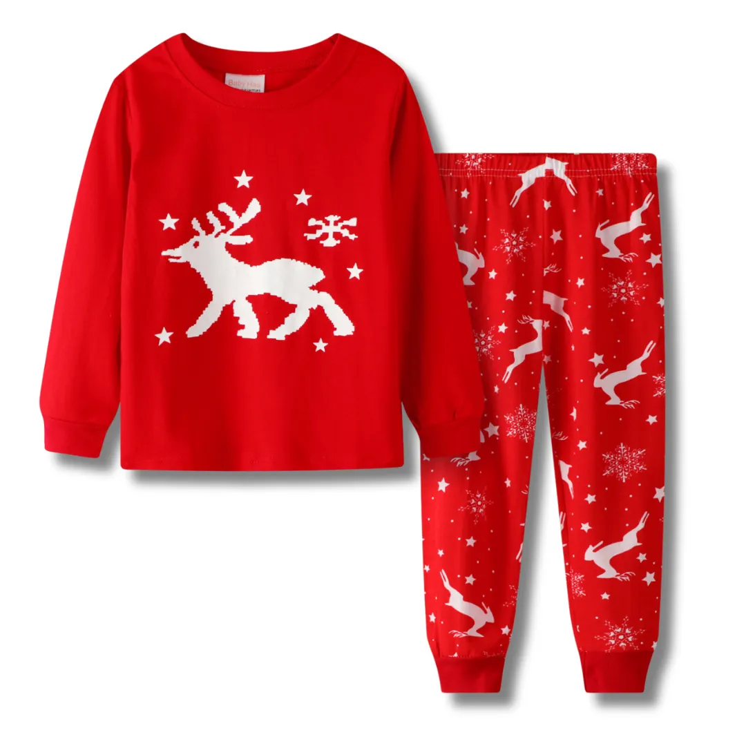 Kids Christmas Pyjamas - Red Reindeer
