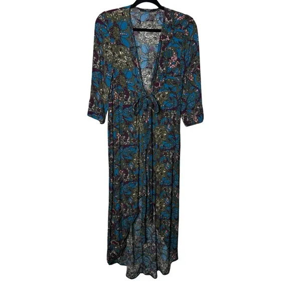 Knot Sisters Asymmetrical High Low Button down Boho Chic Wrap Style Dress Size M