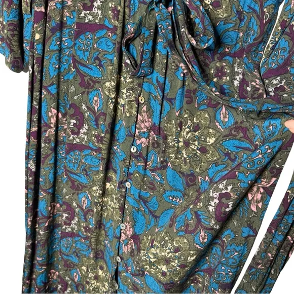 Knot Sisters Asymmetrical High Low Button down Boho Chic Wrap Style Dress Size M