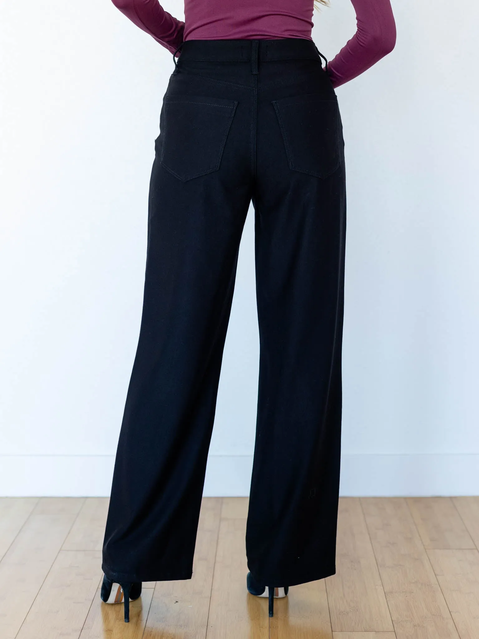 KUT Jodi Black High Rise Wide Leg Ponte