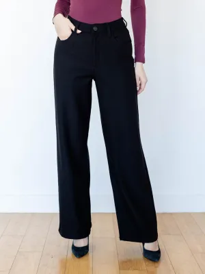 KUT Jodi Black High Rise Wide Leg Ponte