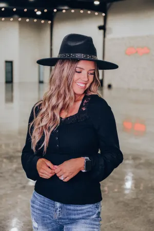 La Presa Square Neck Top - Black