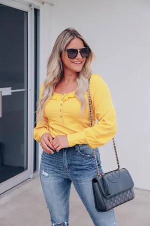 La Presa Square Neck Top - Mustard